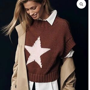 EUC Pippa Mockneck Vest from Anthropologie.  Size XL. Brown with pink star